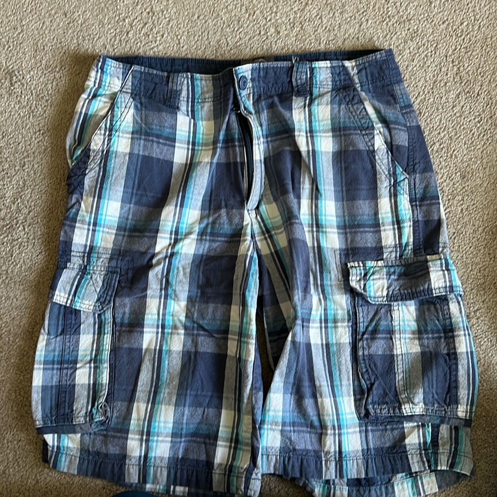 Division 55 Men’s Blue Plaid Shorts Size 34